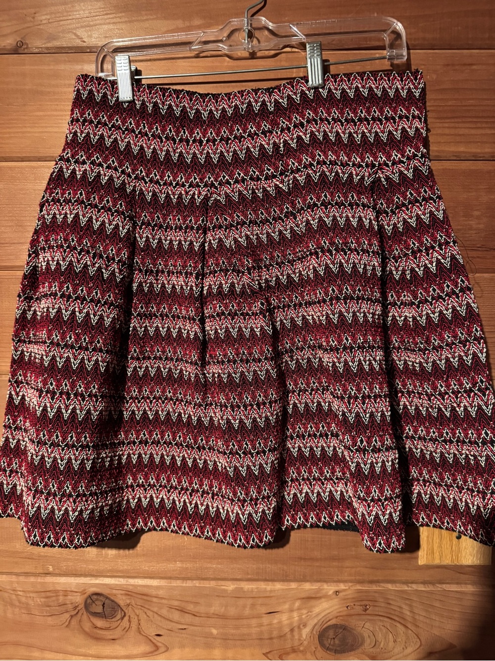 A-line Knit Chevron Skirt in Scarlet and White